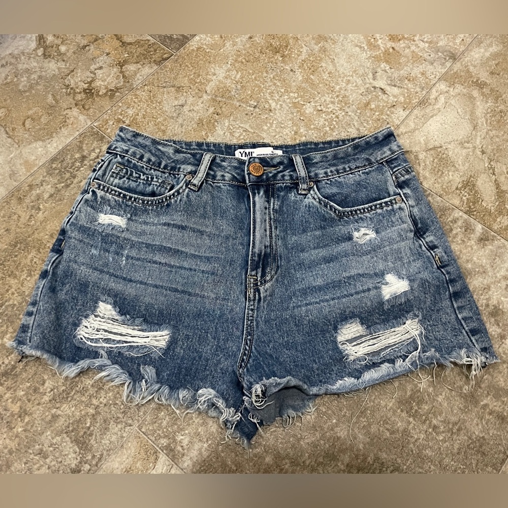YMI Women's Distressed ‘Dream Fit’ High-Rise Shorts